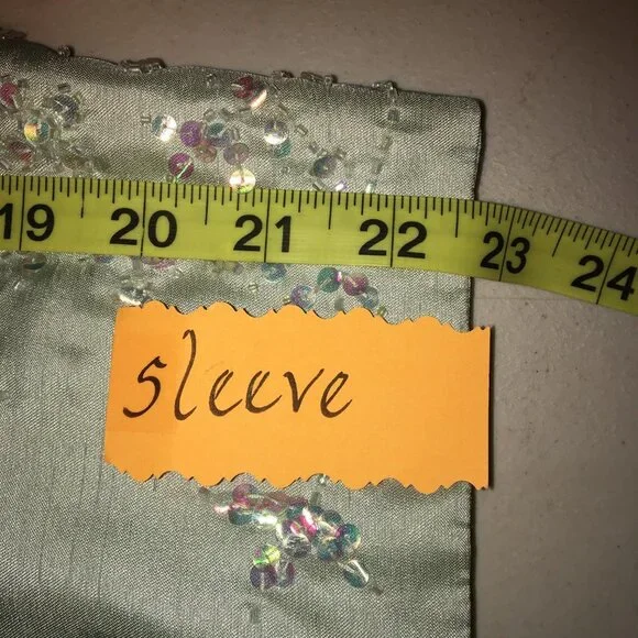 Sag Harbor Suit Petite Size 8P Seafoam Silvery Green Long Sleeve- Skirt Set - Picture 13 of 16